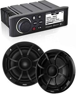 Fusion MS-RA70NSX Marine AM/FM/BT/NEMA2000 Stereo with 1 Pair Wet Sounds Recon 6-BG High Output 6.5" Marine Coaxial Speakers, Black Grill