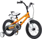 RoyalBaby Freestyle 14" Children Kids Bicycle Bike w/Handbrake, Coasterbrake, Training Wheels, and Water Bottle for Boys and Girls Ages 3 to 5, Orange