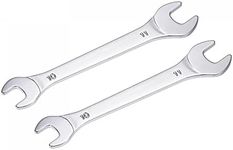 uxcell Thin Open End Wrench, 10mm x 11mm Metric Mirror-Chrome Plated High Carbon Steel, for Household Maintenance and General Repairs, 2 Pcs