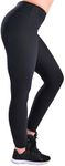 CompressionZ High Waist Ribbed Leggings for Women, Yoga Pants for Tummy Control Gym & Workout Black