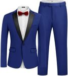 COOFANDY Men's Suits 2 Piece Slim Fit Dress Suits Tuxedo Jacket One Button Blazer for Wedding Business Prom Blue