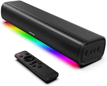 Rythflo Sound Bars for TV 16-inch, Cinematic TV Bluetooth Sound Bar with Impactful Bass, Dynamic Lights and Remote Control, Wall Mountable Sound Bar Work with Traditional or Smart TV, Computer