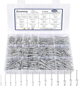 Zuorery 500pcs Pop Rivets Assortment Kit, 14 Sizes Aluminum Blind Rivets (3/32" 1/8" 5/32" 3/16") Assorted Blind Rivets