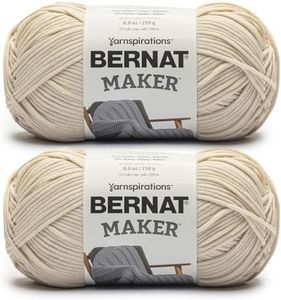 Bernat Maker Cream Yarn - 2 Pack of 250g/8.8oz - 72% Cotton 28% Nylon - #5 Bulky - 290m/317Yards - for Knitting, Crochet and Amigurumi