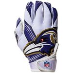 Franklin Sports Baltimore Ravens Youth NFL Football Receiver Gloves - Receiver Gloves for Kids - NFL Team Logos and Silicone Palm - Youth S/XS Pair