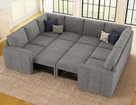 Belffin Oversized Sectional Sleeper Sofa with Pull Out Bed Convertible U Shaped Modular Sectional Couch Bed Grey