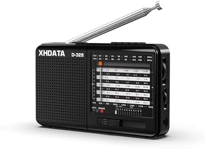 XHDATA D-328 Shortwave AM FM DSP Portable Small Multi Band Radio Stereo MP3 Player with Rechargeable Battery Earphone Jack Portable Multimedia Speaker with USB Micro SD Card Jack (Black)