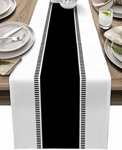 Futuregrace Black and White Table Runners 36 inches Long,Non Slip Stripes Modern Table Runner Dresser Scarves,Farmhouse Decortaive Table Runner Cover for Dining Coffee Table Holiday Party Wedding