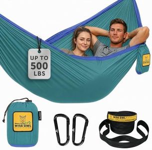 Wise Owl Outfitters Camping Hammock - Camping Essentials, Portable Hammock w/Tree Straps, Double Hammock for Outside, Hiking, and Travel - Double Sea Green & Pacific Blue