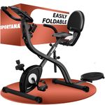 SPORTANA® Eagle 4 Foldable Exercise Bike | 2x Exercise Band | Adjustable Resistance Home Gym Equipment 10 Levels Pilates Equipment Static Electric Bike Battery Operated LCD Display | Home Gym Workouts