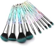 Kingtree Makeup Brushes Set, 10PCS Crystal Makeup Brushes Premium Synthetic Powder Foundation Concealer Eye Shadow Brush, Professional Face Eye Make Up Brushes for Girls Women