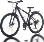 LSBIKE 24 26 27.5 29Inch Mountain Bike 21 Speed Drivetrain Hardtail Bicycle Mens Women Mountain Bike With Shock Lightweight Sport Cycling Bike for Adult with Mudguard MTB Bicycle (Black, 27.5inch)
