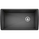 BLANCO, Anthracite 441768 Diamond SILGRANIT Super Single Undermount Kitchen Sink, 33.5" X 18.5"