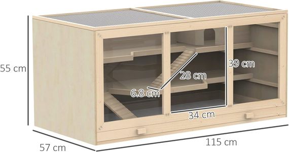 Pawhut Large Wooden Hamster Cage – Spacious Small Pet Habitat