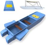 Artigree Fishing Boat, Folding Pontoon Boat, Fits in SUV Trunk – Portable Modular Kayak, Seats 4-6, Motor-Ready, Sturdier Than Inflatable Boats – Ideal for Tour, Recreation (Ultra, Blue + Bimini Top)