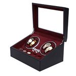 WANLECY 4+6 Watch Winder, Luxury Automatic Watch Winder Box with Blue LED Light, Watch Display Case Super Quiet for Lady and Men