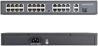 ONWOTE 24 Ports Ethernet PoE Switch @300W, 2X Uplink Gigabit RJ45 Ports, 1X SFP Slots, Support 4K 8MP 5MP 1080P IP Security Cameras, Add-on Injector to NVR System