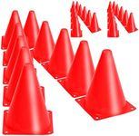 KINJOEK 30 Packs 9 Inch Sports Training Cones, Traffic Cones with Rounded Edges for Safety, Soccer, Football, Basketball Coaching, Agility, Drill Training, Field Marker Cones,Red