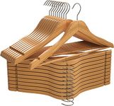 Solid Wooden Hangers ZEPOLI Pack 100 Premium Wooden Hangers - Durable & Slim Coat Hangers - Suit Hangers with 360-Degree Rotatable Hook - Wood Hangers with Shoulder Grooves (100 Pack, Natural)