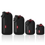 POLAM-FOTO 4 Pack Thick Lens Pouch Set for Protect DSLR Camera Len, Lens Case Neoprene with Soft Thick Black Plush Inside for Canon, Nikon, Tamron, Sigma, Pentax, etc.