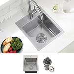 13" Drop in Stainless Steel Small Bar Sink, Swift Horse 13x15 Inch 16Guage Stainless Steel Top Mount Drop in Small Kitchen Bar Sinks