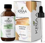 KRIAA Goodness Eucalyptus Essential Oil 4oz with Dropper All-Natural Premium Huile Essentielle for Aromatherapy Massage Shower Steamers Spray Steam Soap & Candle Body Wash Bath Diffuser Use