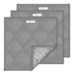 Paw Inspired Guinea Pig Cage Liners Pads | Washable Fleece Bedding for Guinea Pigs, Ferrets, Rabbits, Hamsters, Small Animals | Super Absorbent Pee Pads (Gray, 12X12 (3 Pack))