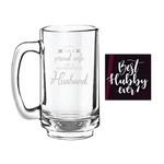 TheYaYaCafe Yaya Cafe Valentine Gifts for Husband, Proud Wife of Wonderful Husband Engraved Beer Mug - Playboy Beer 357ml (Clear)