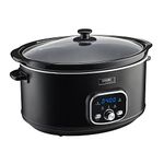 Cooks Professional Digital Slow Cooker | Slow Cookers with Glass Lid & 2 Heat Settings | Including Delay & Keep Warm Function | One Pot Cooker with Timer Delay for Large Family | 6.5 Litres