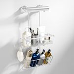 HouseUp Shower Caddy Hanging -2-Tier Shower Shelf No Drilling Shower Basket, Shower Tidy Shampoo Holder for Shower Bathroom Storage SUS304 Stainless Steel Rustproof, Silver