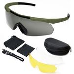 Outdoor Tactical Glasses with 3 Interchangeable Lenses, High Impact resistance Shooting Glasses , Unisex Safety Eyewear - Anti fog UV400 Eye Protection Sunglasses for Hunting Cycling Driving Compact