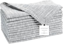 Cotton Clinic 12 Pack Farmhouse Style Slub Textured 18x18 Cloth Dinner Napkins, 100% Cotton for Everyday Use and Events - Soft and Durable Cocktail Napkins, Wedding Dinner Napkins (Grey)