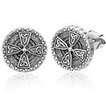 Viking Earrings Men Celtic Cross Earrings for Men Sterling Silver Hypoallergenic Men's Earrings Stud Small Stud Earrings for Women Norse Viking Jewelry Cool Earrings for Men, Sterling Silver, No Gemstone