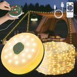 sinzau Retractable Camping String Lights: 20s Wind-Up 10m/32ft - Save 80% Tent Decorations Time - Tangle-Free with Built-in Reel