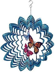 Mandala Wind Spinner Garden Ornaments Outdoor Metal 3D Butterfly Hanging Décor Stainless Steel Decoration for Indoor Wind Sculptures & Spinners Whirligig Gifts Catchers-12inch