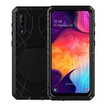 Feitenn Galaxy A50 Case, Samsung A50 Case Heavy Duty, Gorilla Glass Armor Aluminum Alloy Metal Cover Rubber Bumper Military Shockproof Hard Defender Shell Men Gift for Samsung Galaxy A50 - Black