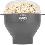 The Original Popco Silicone Microwave Popcorn Popper with Handles, Silicone Popcorn Maker, Collapsible Bowl Bpa Free and Dishwasher Safe - 15 Colors Available (Gray)