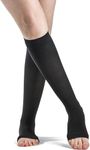 Large Long, Black : SIGVARIS SOFT OPAQUE 840 Open Toe Calf Compression Socks 15-20mmHg