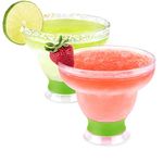 Host Freeze Stemless Margarita Plastic Glass Insulated Gel Chiller, Double Wall Frozen Cocktail, 12 oz. (355ml), Set of 2 Cups, Green, 2 Count (Pack of 1)