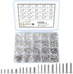 woshilaoDS 1000 Pcs Tiny Screws for Electronics, M1.6 M1.7 M2 M2.5 M3 Round Head Mini Screws, Replacement Computer Screws, Small Machine Screws Assortment Kit for Laptop Notebook Glasses Repair(1000)