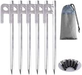 TRIWONDER Tent Stakes Heavy Duty Camping Stakes Stainless Steel Tent Pegs Nails Outdoors Solid Stakes with Carrying Bag (Silver - 20cm - 6 Pack)