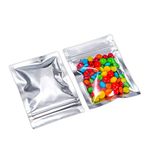 3.2 x 4.3 Inch Mylar Bags Resealable Small Foil Pouch for Food Storage Clear Silver Plastic Zipper Lock Packaging Bag Candy Jewelry Lip Gloss Sample Packet Smell Proof Bags(100 Pack)