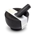 Granite Pestle and Mortar with Base by Silk Route Home, 580ML capacity premium polished granite spice grinder – kitchen tool for muddling and grinding spices, herbs, nuts and other ingredients