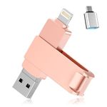 Photo Stick, Flash Drive for iPhone, 4 in 1 iPhone Photo Storage Stick 512GB, USB 3.0 Memory Stick Thumb Drive External Storage Compatible for iPhone/PC/iPad/More Device Pink