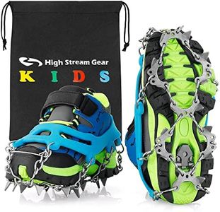 Kids Ice Cleats - Snow Crampons for Hiking Boots & Shoes with 14 Stainless Steel Spikes, Anti Slip Traction Grips for Boys and Girls, Snow Cleats for Hiking, Walking & Climbing (Small, Blue)