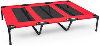 Internet's Best Dog Cot - 48 x 36 - Elevated Dog Bed - Cool Breathable Mesh - Indoor or Outdoor Use - Large - Red