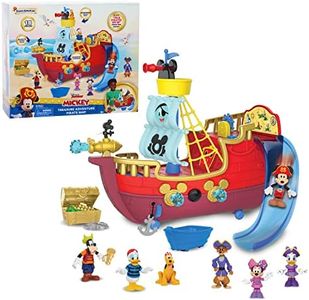 Disney Junior Mickey Mouse Funhouse Treasure Adventure Pirate Ship with Bonus Figures, 18-Piece Toy Figures and Playset, Kids Toys for Ages 3 Up, Amazon Exclusive