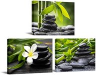 Nachic Wall Zen Pictures Wall Art Still Life Spa Stone Green Bamboo White Frangipani Flower Photo Prints on Canvas Spa Massage Treatment Painting for Bedroom Bathroom Decoration Ready to Hang