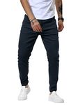 Linvich Mens Skinny Dress Pants Slim Fit Stretch Chino Pants Solid Tapered Long Casual Slacks Blue