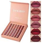 6PCS Matte Liquid Lipstick Makeup Set Matte liquid Long-Lasting and Waterproof Wear Non-Stick Cup Lip Gloss Great Choice and Gift for Woman Girls (A)